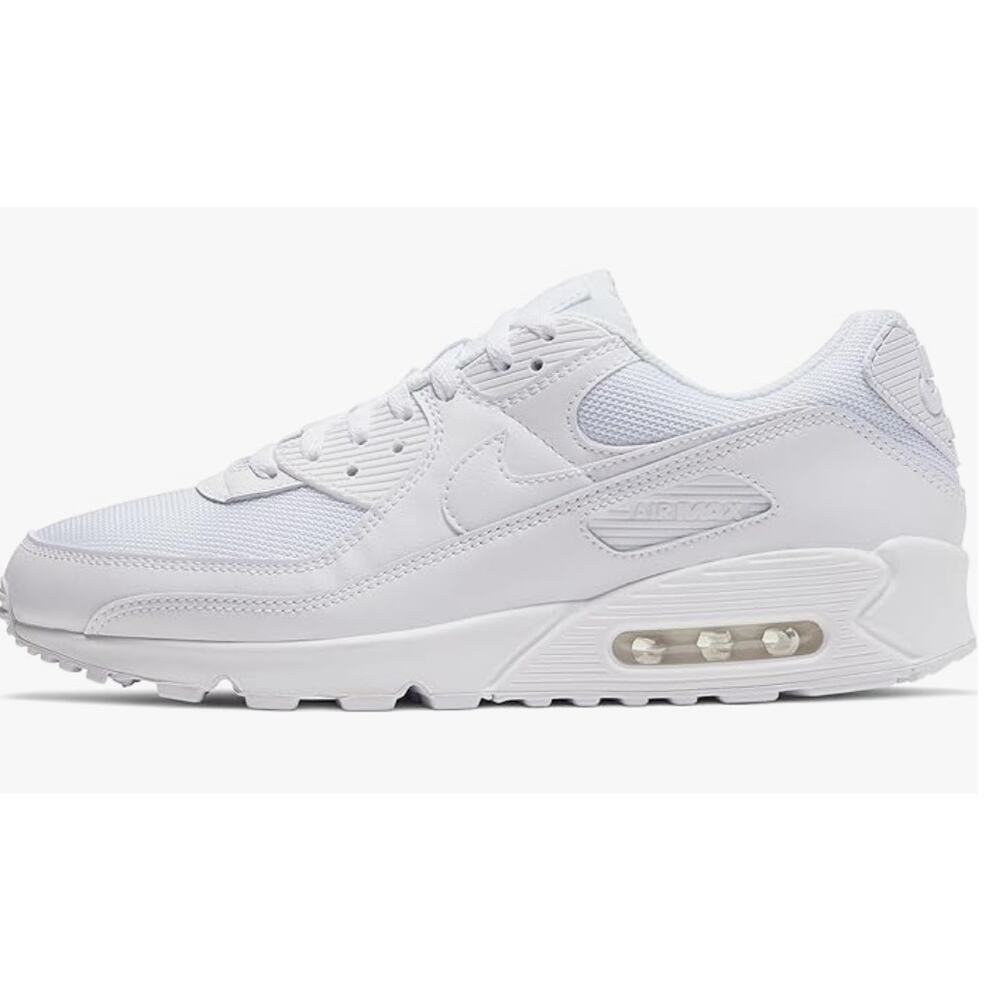 Nike Air Max 90, Men's Running Shoes, White White Wolf Grey, 8 US